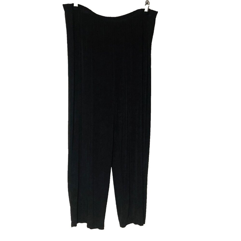 QVC Citiknits Brown Slinky Knit Wide Leg Crop Pants Womens L‎ Wrinkle Resist